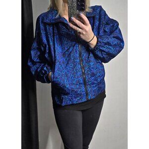 Vintage 90s Bright Blue Sporty Windbreaker Jacket